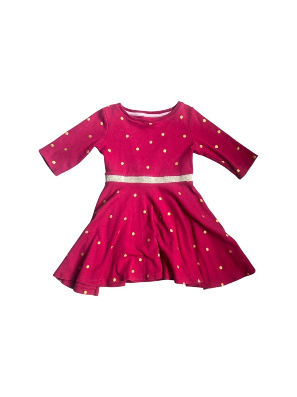 Mini Boden Red Gold Polka Dot Dress Girls 3-4Y Twirl Dress EUC